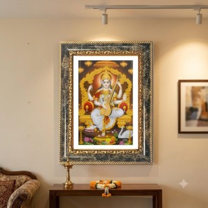 Saraswati Decorative Photo Frame With White Mount | Premium Wall & Tabletop Picture Frame | Home, Office & Temple Decoration | 8x12 Inch (Pack Of 1) (F32585)