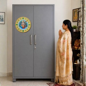 Lord Kartikeya Fridge Magnet Wooden | Glossy Sublimation Print | 4x4 Inch | Strong Magnet Back | Decorative Magnet for Fridge, Almirah & Temple Decor (F23774)