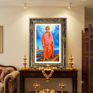 Swami Vivekananda Decorative Photo Frame With White Mount | Premium Wall & Tabletop Picture Frame | Home, Office & Temple Decoration | 8x12 Inch (Pack Of 1) (F32520)