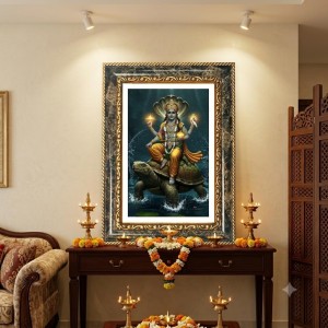 Woman In Traditional Indian Attire Decorative Photo Frame With White Mount | Premium Wall & Tabletop Picture Frame | Home, Office & Temple Decoration | 12x16 Inch (Pack Of 1) (F32602)