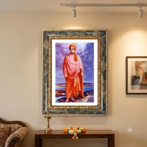 Swami Vivekananda Decorative Photo Frame With White Mount | Premium Wall & Tabletop Picture Frame | Home, Office & Temple Decoration | 8x12 Inch (Pack Of 1) (F31420)