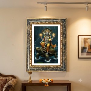 Woman In Traditional Indian Attire Decorative Photo Frame With White Mount | Premium Wall & Tabletop Picture Frame | Home, Office & Temple Decoration | 12x16 Inch (Pack Of 1) (F32602)