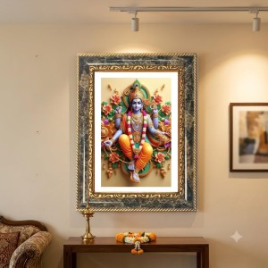 Vishnu Decorative Photo Frame With White Mount | Premium Wall & Tabletop Picture Frame | Home, Office & Temple Decoration | 8x12 Inch (Pack Of 1) (F32628)