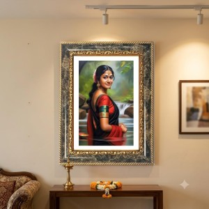 Woman Portrait Decorative Photo Frame With White Mount | Premium Wall & Tabletop Picture Frame | Home, Office & Temple Decoration | 8x12 Inch (Pack Of 1) (F31325)