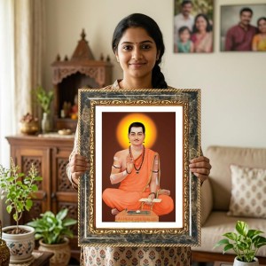 Ramakrishna Paramahamsa Decorative Photo Frame With White Mount | Premium Wall & Tabletop Picture Frame | Home, Office & Temple Decoration | 10x14 Inch (Pack Of 1) (F32555)