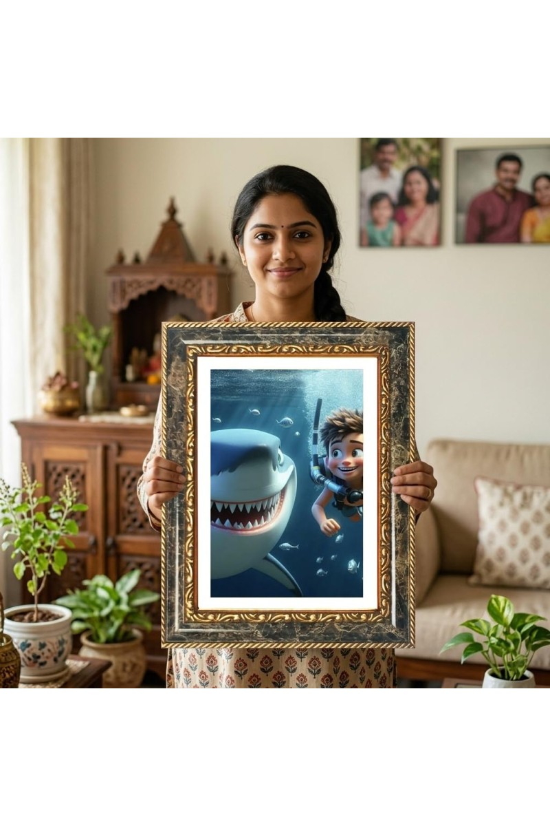Marlin And Bruce Decorative Photo Frame With White Mount | Premium Wall & Tabletop Picture Frame | Home, Office & Temple Decoration | 10x14 Inch (Pack Of 1) (F32564)