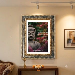 The Buddha Decorative Photo Frame With White Mount | Premium Wall & Tabletop Picture Frame | Home, Office & Temple Decoration | 8x12 Inch (Pack Of 1) (F31553)