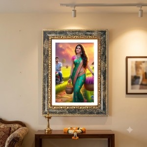 Woman With Bicycle Decorative Photo Frame With White Mount | Premium Wall & Tabletop Picture Frame | Home, Office & Temple Decoration | 8x12 Inch (Pack Of 1) (F31141) Woman With Bicycle Decorative Photo Frame With White Mount | Premium Wall & Tabletop Picture Frame | Home, Office & Temple Decoration | 8x12 Inch (Pack Of 1) (F31141)