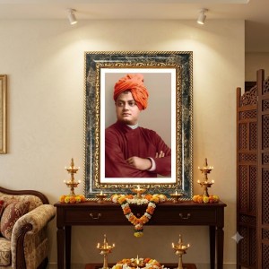 Swami Vivekananda Decorative Photo Frame With White Mount | Premium Wall & Tabletop Picture Frame | Home, Office & Temple Decoration | 8x12 Inch (Pack Of 1) (F33098)