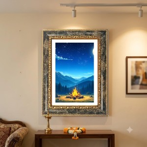 Moonlit Campsite Decorative Photo Frame With White Mount | Premium Wall & Tabletop Picture Frame | Home, Office & Temple Decoration | 8x12 Inch (Pack Of 1) (F33027)