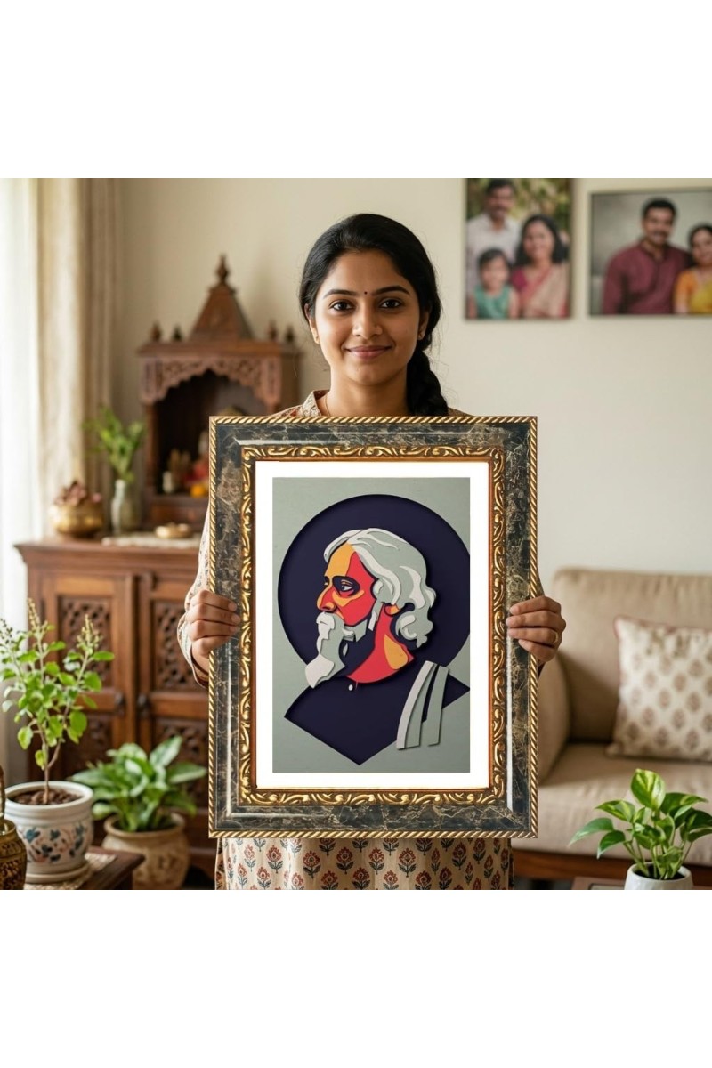 Poet Portrait Art Decorative Photo Frame With White Mount | Premium Wall & Tabletop Picture Frame | Home, Office & Temple Decoration | 8x12 Inch (Pack Of 1) (F32986)