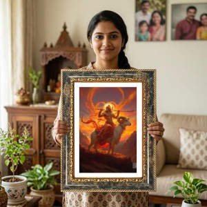 Agni Dev Decorative Photo Frame With White Mount | Premium Wall & Tabletop Picture Frame | Home, Office & Temple Decoration | 10x14 Inch (Pack Of 1) (F31402)