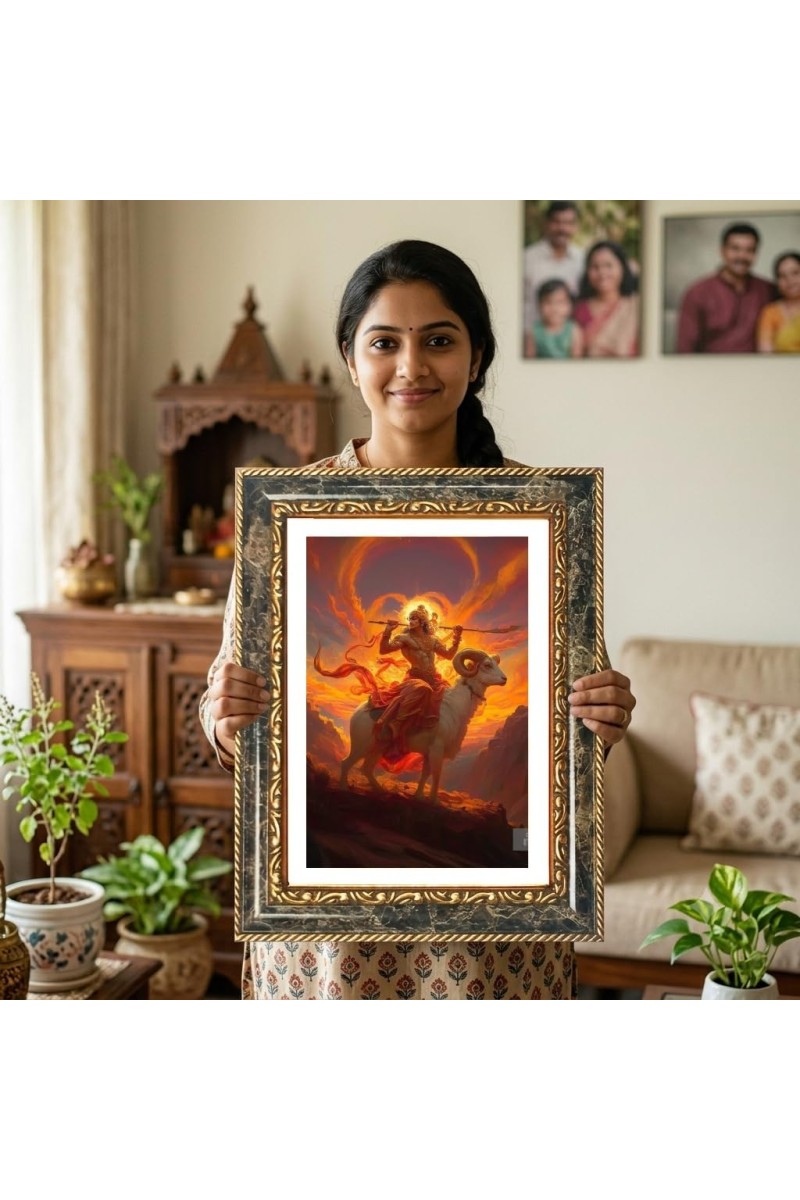 Agni Dev Decorative Photo Frame With White Mount | Premium Wall & Tabletop Picture Frame | Home, Office & Temple Decoration | 10x14 Inch (Pack Of 1) (F31402)