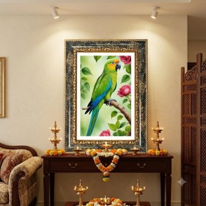 Parrot Decorative Photo Frame With White Mount | Premium Wall & Tabletop Picture Frame | Home, Office & Temple Decoration | 10x14 Inch (Pack Of 1) (F31254)
