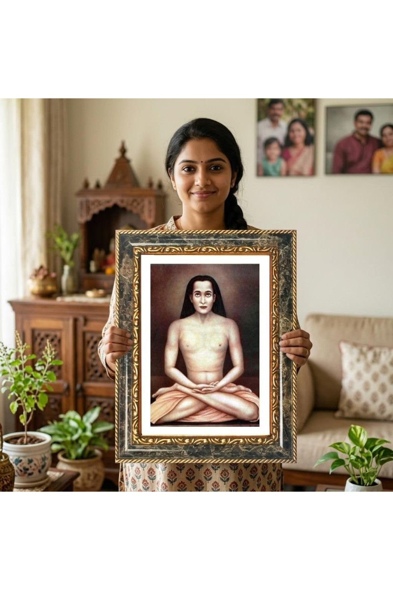 Paramahansa Yogananda Decorative Photo Frame With White Mount | Premium Wall & Tabletop Picture Frame | Home, Office & Temple Decoration | 10x14 Inch (Pack Of 1) (F33161)