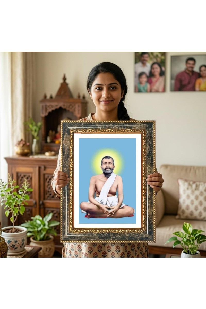 Sri Ramakrishna Paramahamsa Decorative Photo Frame With White Mount | Premium Wall & Tabletop Picture Frame | Home, Office & Temple Decoration | 8x12 Inch (Pack Of 1) (F33218)