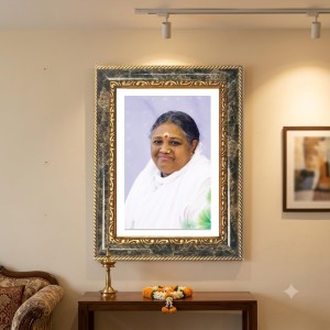 Mata Amritanandamayi Decorative Photo Frame With White Mount | Premium Wall & Tabletop Picture Frame | Home, Office & Temple Decoration | 8x12 Inch (Pack Of 1) (F33188)