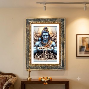 Yashoda And Krishna Decorative Photo Frame With White Mount | Premium Wall & Tabletop Picture Frame | Home, Office & Temple Decoration | 12x16 Inch (Pack Of 1) (F33211)
