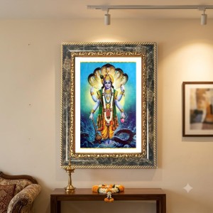 Vishnu Decorative Photo Frame With White Mount | Premium Wall & Tabletop Picture Frame | Home, Office & Temple Decoration | 8x12 Inch (Pack Of 1) (F32609)