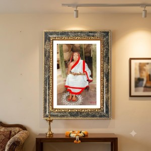 Sarada Goddess Decorative Photo Frame With White Mount | Premium Wall & Tabletop Picture Frame | Home, Office & Temple Decoration | 10x14 Inch (Pack Of 1) (F33156)