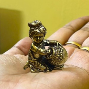 Mini Brass Murti Idol for Home DÃ©cor & Meditation | Handmade Antique Finish Brass Statue for Pooja Room, Office Desk & Spiritual Gift | Small Decorative Showpiece (Gopal)