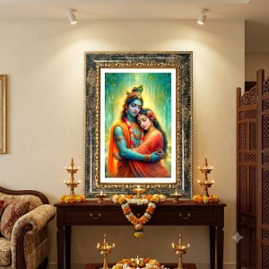 Radhaa Krishna Decorative Photo Frame With White Mount | Premium Wall & Tabletop Picture Frame | Home, Office & Temple Decoration | 10x14 Inch (Pack Of 1) (F33130)