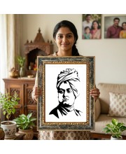 Swami Vivekananda Decorative Photo Frame With White Mount | Premium Wall & Tabletop Picture Frame | Home, Office & Temple Decoration | 10x14 Inch (Pack Of 1) (F31473)