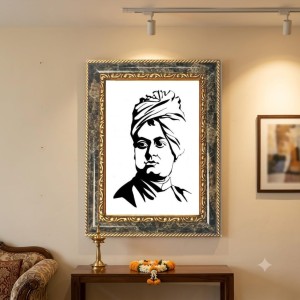 Swami Vivekananda Decorative Photo Frame With White Mount | Premium Wall & Tabletop Picture Frame | Home, Office & Temple Decoration | 8x12 Inch (Pack Of 1) (F31473)