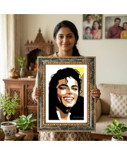 Pop Singer Art Decorative Photo Frame With White Mount | Premium Wall & Tabletop Picture Frame | Home, Office & Temple Decoration | 10x14 Inch (Pack Of 1) (F33008)