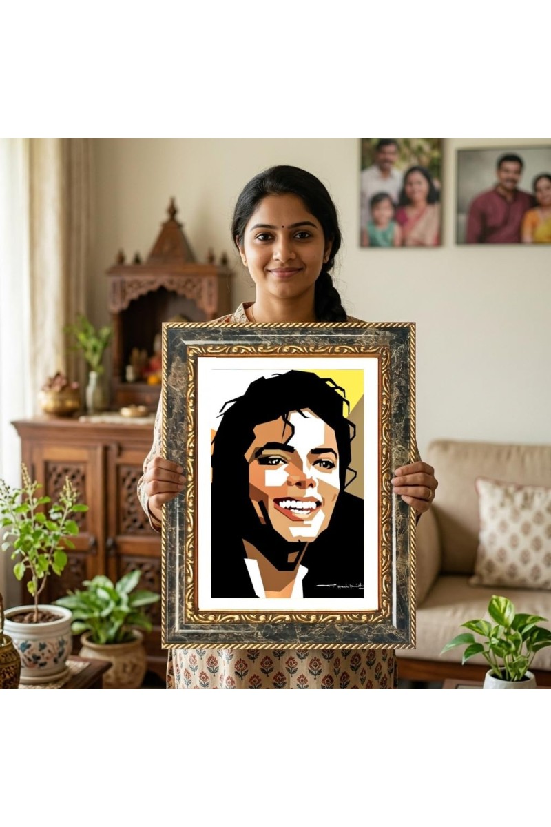 Pop Singer Art Decorative Photo Frame With White Mount | Premium Wall & Tabletop Picture Frame | Home, Office & Temple Decoration | 8x12 Inch (Pack Of 1) (F33008)