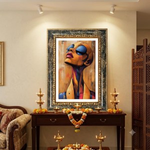 Woman Portrait Decorative Photo Frame With White Mount | Premium Wall & Tabletop Picture Frame | Home, Office & Temple Decoration | 8x12 Inch (Pack Of 1) (F31111)