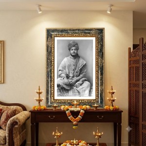 Swami Vivekananda Decorative Photo Frame With White Mount | Premium Wall & Tabletop Picture Frame | Home, Office & Temple Decoration | 8x12 Inch (Pack Of 1) (F32559)