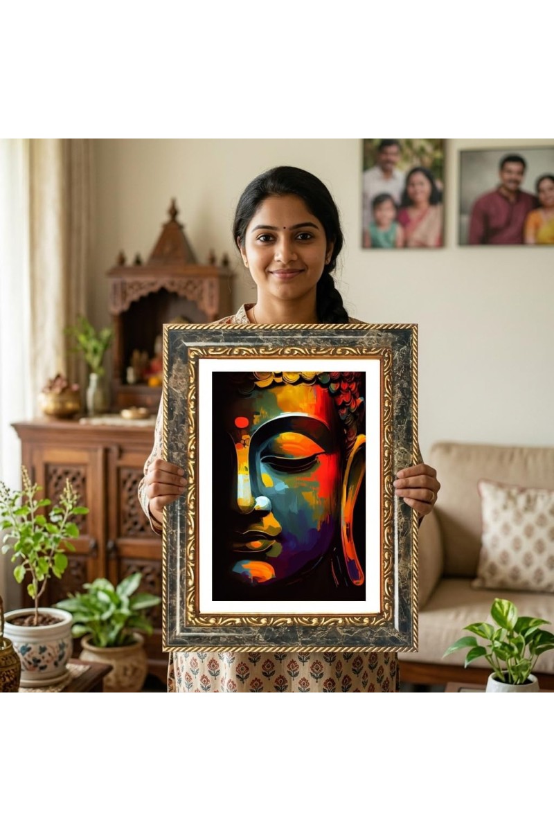 Radhaa Krishna Decorative Photo Frame With White Mount | Premium Wall & Tabletop Picture Frame | Home, Office & Temple Decoration | 12x16 Inch (Pack Of 1) (F31403)