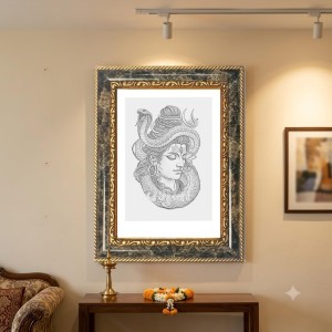 Medusa Decorative Photo Frame With White Mount | Premium Wall & Tabletop Picture Frame | Home, Office & Temple Decoration | 8x12 Inch (Pack Of 1) (F33200)