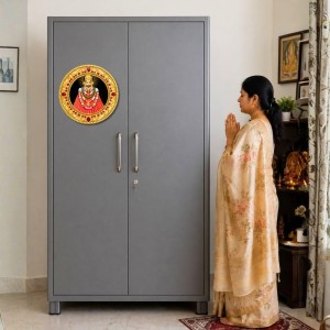 Khatu Shyam Ji Fridge Magnet Wooden | Glossy Sublimation Print | 4x4 Inch | Strong Magnet Back | Decorative Magnet for Fridge, Almirah & Temple Decor (F23749)
