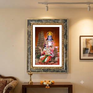 Hanuman Decorative Photo Frame With White Mount | Premium Wall & Tabletop Picture Frame | Home, Office & Temple Decoration | 12x16 Inch (Pack Of 1) (F32672)