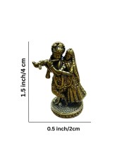 Mini Brass Murti Idol for Home DÃ©cor & Meditation | Handmade Antique Finish Brass Statue for Pooja Room, Office Desk & Spiritual Gift | Small Decorative Showpiece (Radha Krishna)