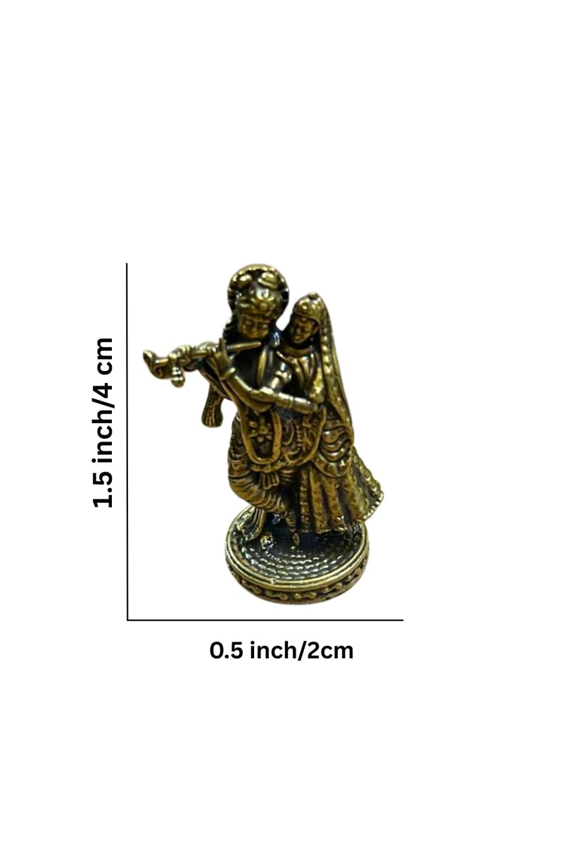 Mini Brass Murti Idol for Home DÃ©cor & Meditation | Handmade Antique Finish Brass Statue for Pooja Room, Office Desk & Spiritual Gift | Small Decorative Showpiece (Radha Krishna)