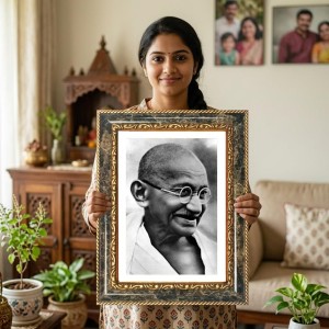 Mahatma Gandhi Decorative Photo Frame With White Mount | Premium Wall & Tabletop Picture Frame | Home, Office & Temple Decoration | 8x12 Inch (Pack Of 1) (F31359) Mahatma Gandhi Decorative Photo Frame With White Mount | Premium Wall & Tabletop Picture Frame | Home, Office & Temple Decoration | 8x12 Inch (Pack Of 1) (F31359)