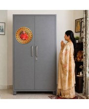 Swami Avdheshanand Giri Fridge Magnet Wooden | Glossy Sublimation Print | 4x4 Inch | Strong Magnet Back | Decorative Magnet for Fridge, Almirah & Temple Decor (F23735)