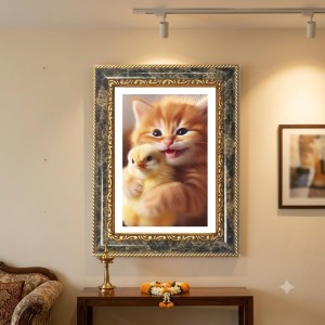 Kitten Cuddling A Chick Decorative Photo Frame With White Mount | Premium Wall & Tabletop Picture Frame | Home, Office & Temple Decoration | 8x12 Inch (Pack Of 1) (F32608) Kitten Cuddling A Chick Decorative Photo Frame With White Mount | Premium Wall & Tabletop Picture Frame | Home, Office & Temple Decoration | 8x12 Inch (Pack Of 1) (F32608)