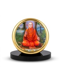 Car Dashboard/Table Top Shri Narasimha Saraswati Swami Maharaj Metal Golden Photo Stand 2x2 Inches, Compact & Stylish Spiritual Display For Car, Home & Office (Pack Of 1) (F24612)