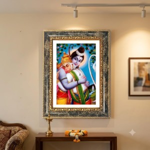 Ganeshaa And Krishna Decorative Photo Frame With White Mount | Premium Wall & Tabletop Picture Frame | Home, Office & Temple Decoration | 10x14 Inch (Pack Of 1) (F33119)