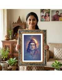 Lord Shiva Decorative Photo Frame With White Mount | Premium Wall & Tabletop Picture Frame | Home, Office & Temple Decoration | 10x14 Inch (Pack Of 1) (F33024)