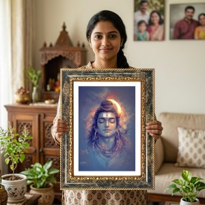 Lord Shiva Decorative Photo Frame With White Mount | Premium Wall & Tabletop Picture Frame | Home, Office & Temple Decoration | 10x14 Inch (Pack Of 1) (F33024) Lord Shiva Decorative Photo Frame With White Mount | Premium Wall & Tabletop Picture Frame | Home, Office & Temple Decoration | 10x14 Inch (Pack Of 1) (F33024)