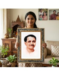 Pandit Deendayal Upadhyaya Decorative Photo Frame With White Mount | Premium Wall & Tabletop Picture Frame | Home, Office & Temple Decoration | 8x12 Inch (Pack Of 1) (F31252)