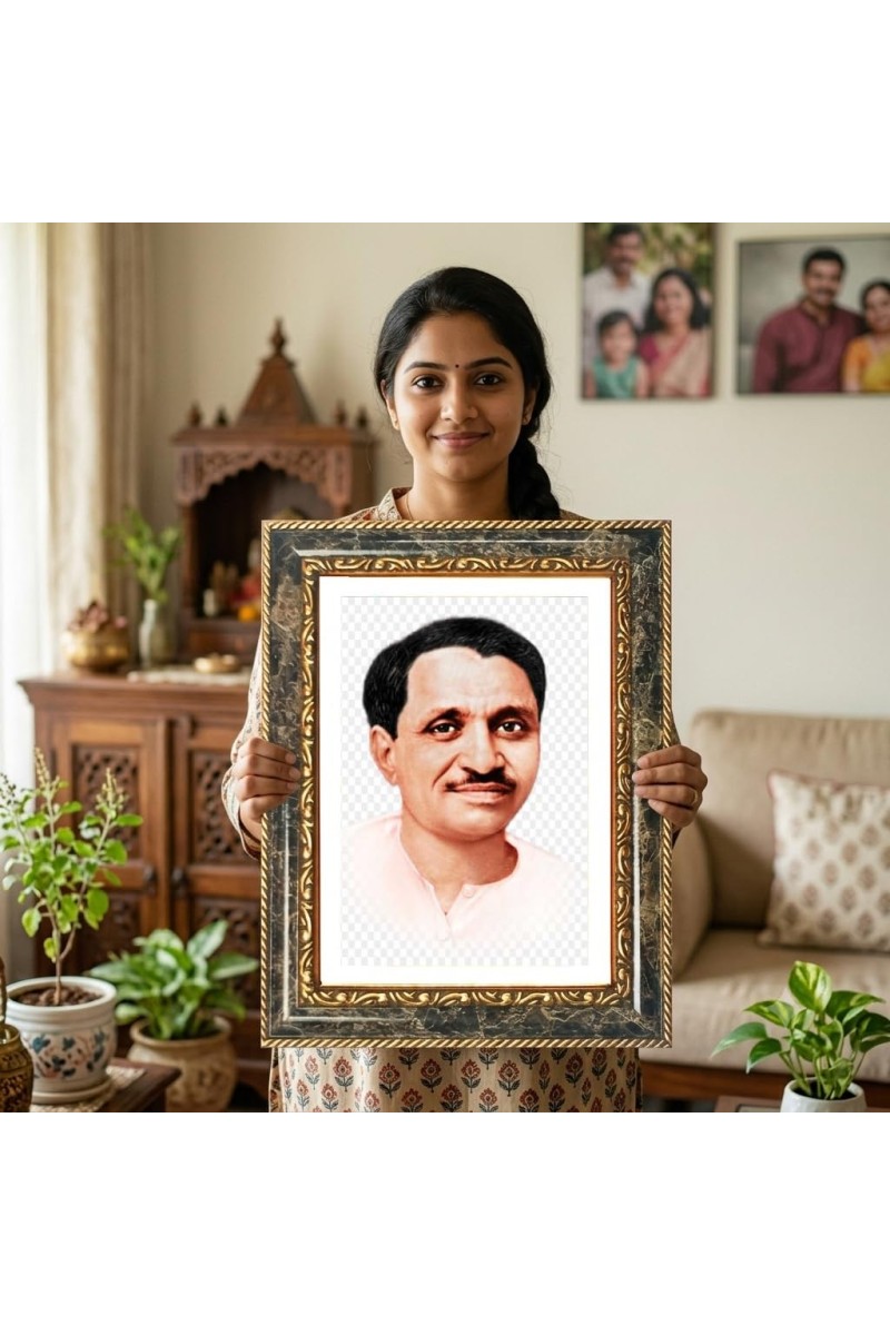 Pandit Deendayal Upadhyaya Decorative Photo Frame With White Mount | Premium Wall & Tabletop Picture Frame | Home, Office & Temple Decoration | 8x12 Inch (Pack Of 1) (F31252)