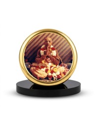 Car Dashboard/Table Top A. C. Bhaktivedanta Swami Prabhupada Metal Golden Photo Stand 2x2 Inches, Compact & Stylish Spiritual Display For Car, Home & Office (Pack Of 1) (F24859)
