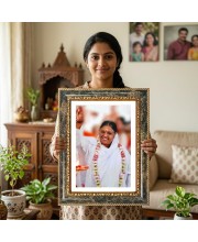 Mata Amritanandamayi Decorative Photo Frame With White Mount | Premium Wall & Tabletop Picture Frame | Home, Office & Temple Decoration | 10x14 Inch (Pack Of 1) (F33174)