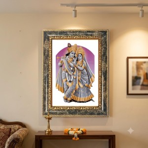 Radhaa Krishna Decorative Photo Frame With White Mount | Premium Wall & Tabletop Picture Frame | Home, Office & Temple Decoration | 8x12 Inch (Pack Of 1) (F31403)